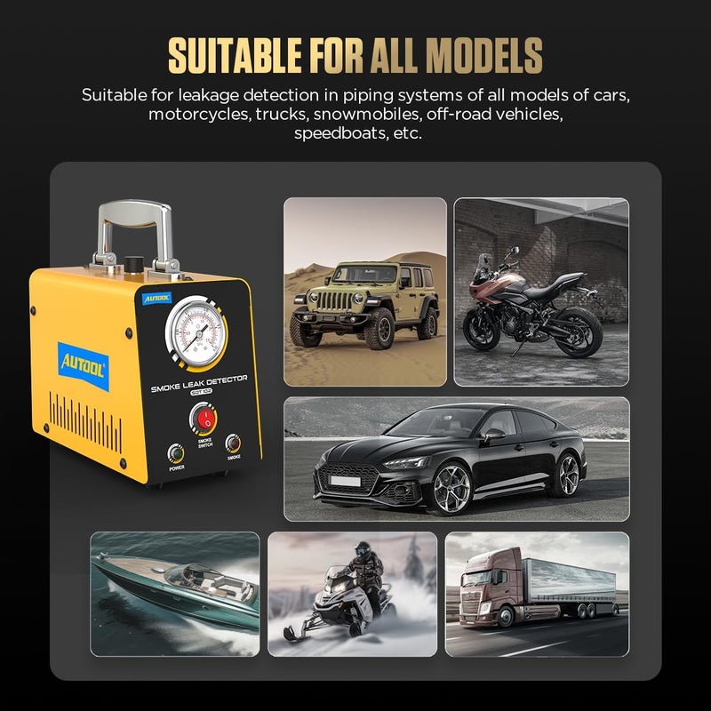 Autool جهاز كشف تسربات الدخان للسيارات EVAP ومختبر تسرب الفراغ 12V لنظام أنابيب الوقود في السيارات والدراجات النارية والشاحنات والقوارب والمزيد - Image 3